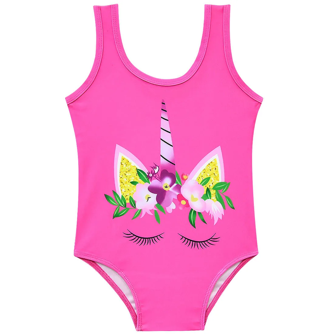 Детский купальный костюм с единорогом для девочек цельный бикини мультяшным