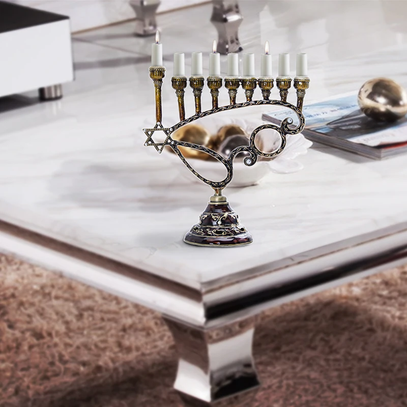 H& D 5 стилей Иудейская Менора Античная коллекция Hanukkah Menorah Статуэтка ручная роспись подсвечник держатель для дома вечерние украшения подарок