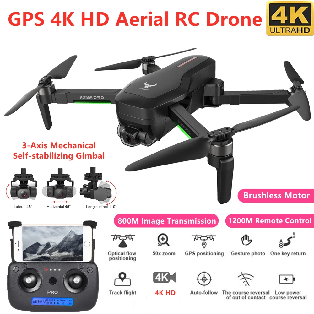 

GPS Smart Follow Optical Flow Brushless RC Drone 3-Axis Gimbal 4K ESC Camera 1200M Control 800M Image Transmission RC Quadcopter