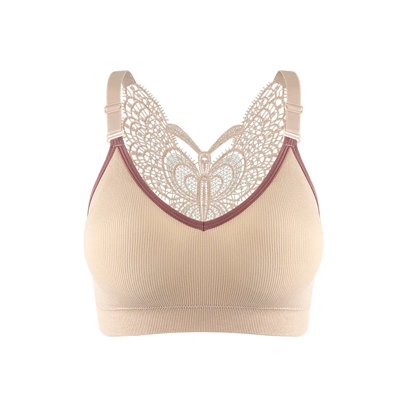 

Plus Size Bras For Women Seamless Crop Top Breathable Underwear Wireless Beauty Back Butterfly Pad Push Up Lingerie Two Size