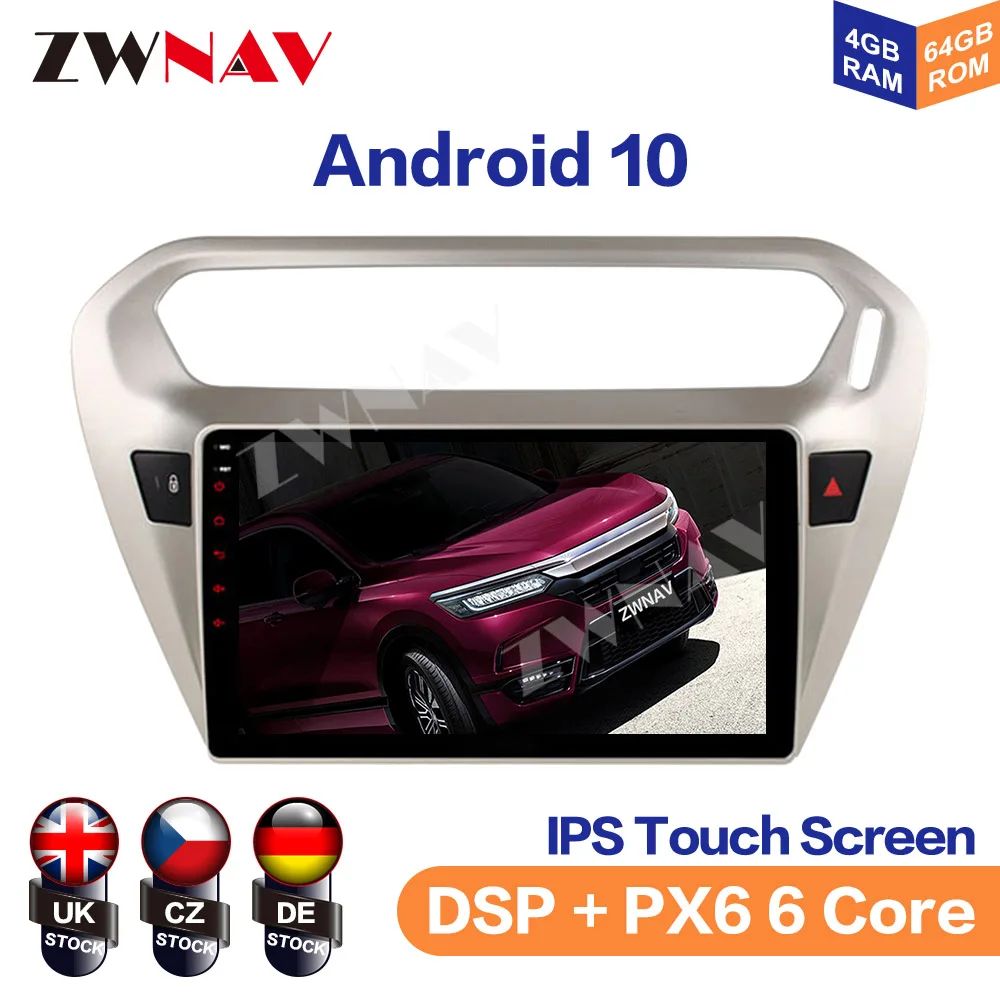

For peugeot 301 Citroen Elysee Radio 2013-2018 Car multimedia player Stereo Android PX6 Radio Audio GPS Nav Head unit 360 Camera