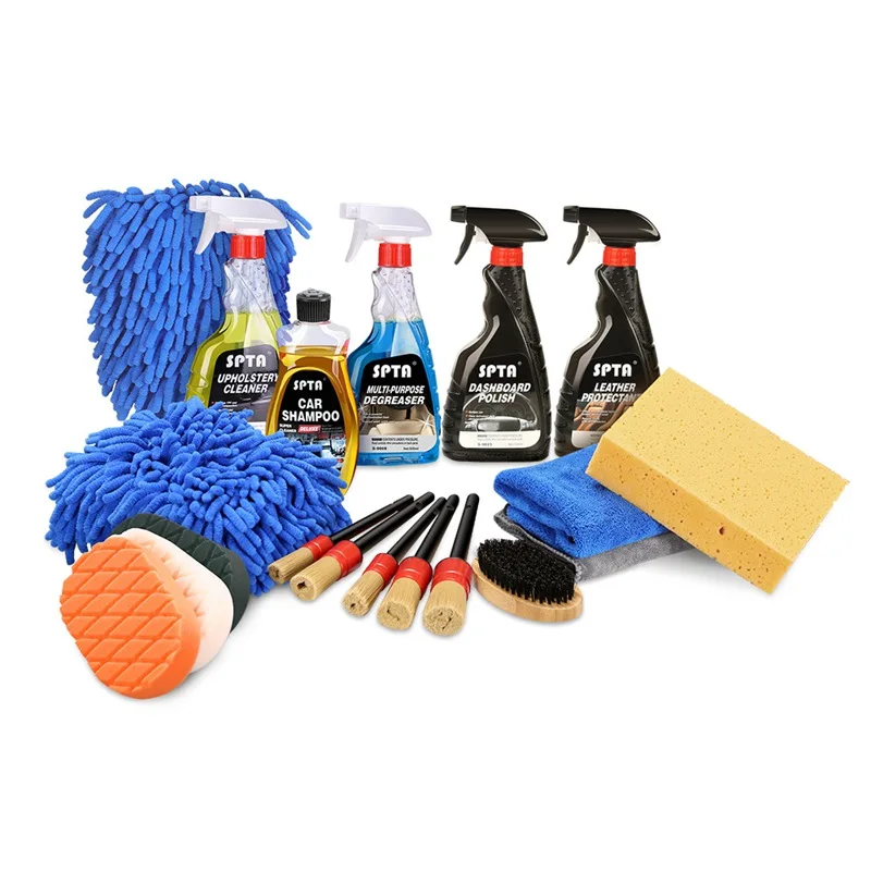 19pcs Mix Set SPTA 19 шт. наборы для ухода за чистящим средством салона автомобиля чистящее вещество для обивки многоцелевой обезжириватель полироль для приборной панели кожаные защитные наборы - Цвет: 19pcs Mix Set