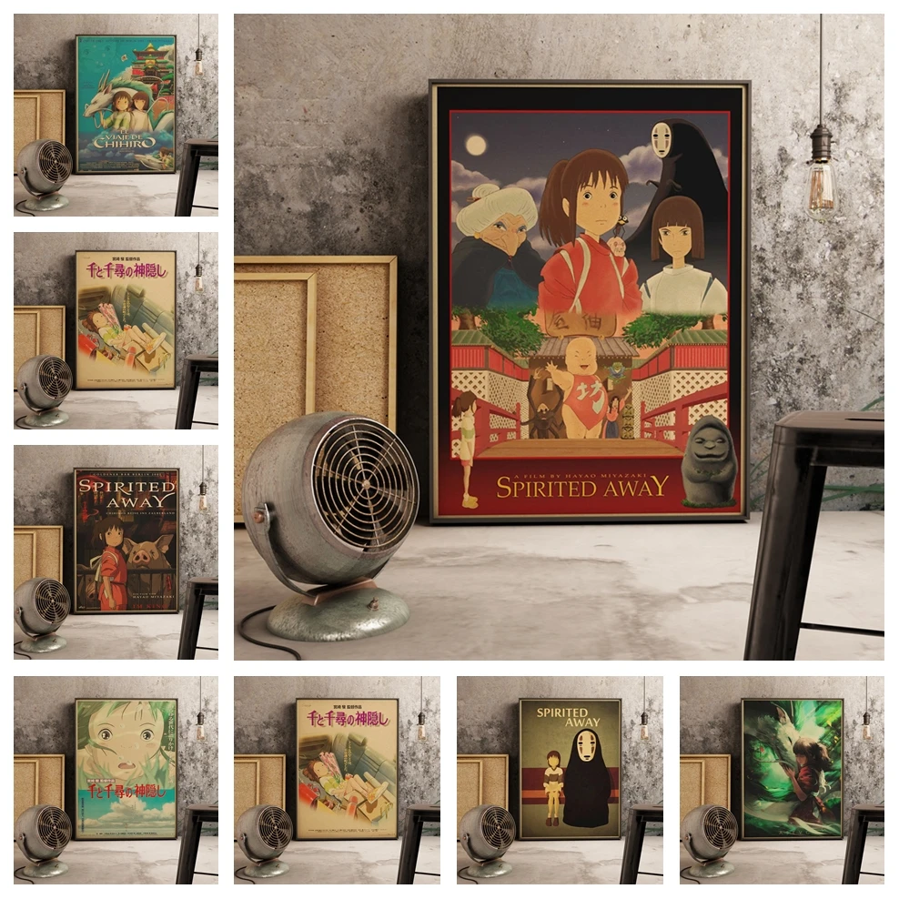 

Japanese Anime Spirited Away Miyazaki Hayao Retro Wall Art Pictures for Kids Wall Decor Canvas Painting Home Decor Poster Print