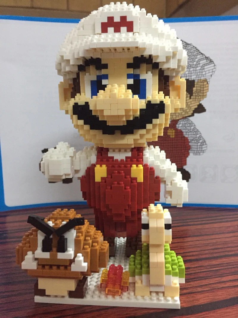 Balody 16009 Супер Марио Огонь Гумба Koopa 3D модель микроконструктор Мини DIY Строительные