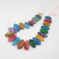 colourful crack agates faceted slice point loose beadsmix color natural onxy stone gems slab arrow for pendants jewelry making