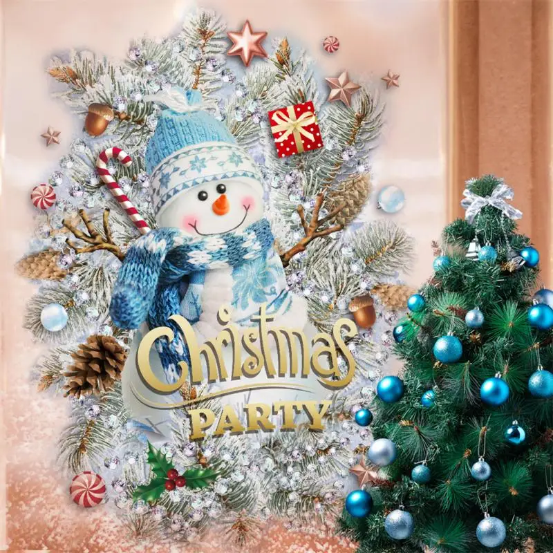 

Christmas Snowman Window Stickers Wall Ornaments Christmas Party Decoration Merry Christmas Store Window Background Sticker