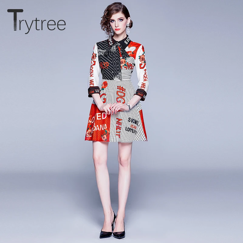 Женское Повседневное платье трапеция Trytree элегантное красное с отложным