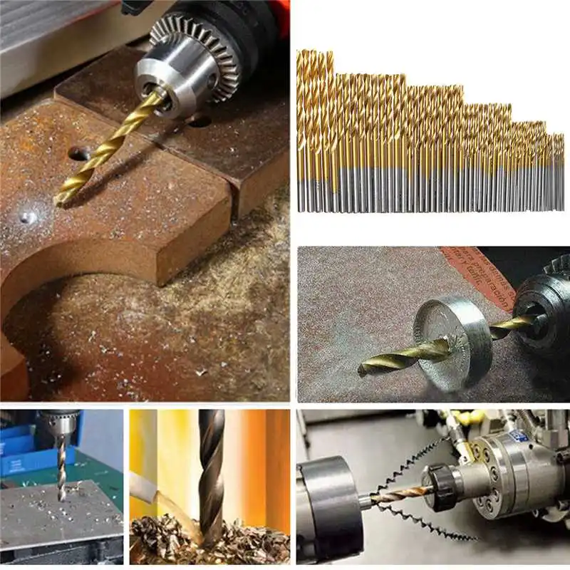

50Pcs HSS Twist Drill Bit High Speed Steel Drill Bit Set 1/1.5/2/2.5/3mm Power Drilling Tool for Wood Titanium Coated Drill Bits