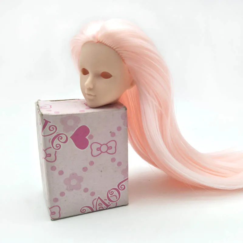 Кукла голова для 1:6 куклы розовые волосы головы 1/6 BJD без глаз мягкий пластик