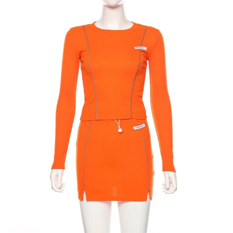 Женский комплект из двух предметов повседневный модный топ со светоотражающими