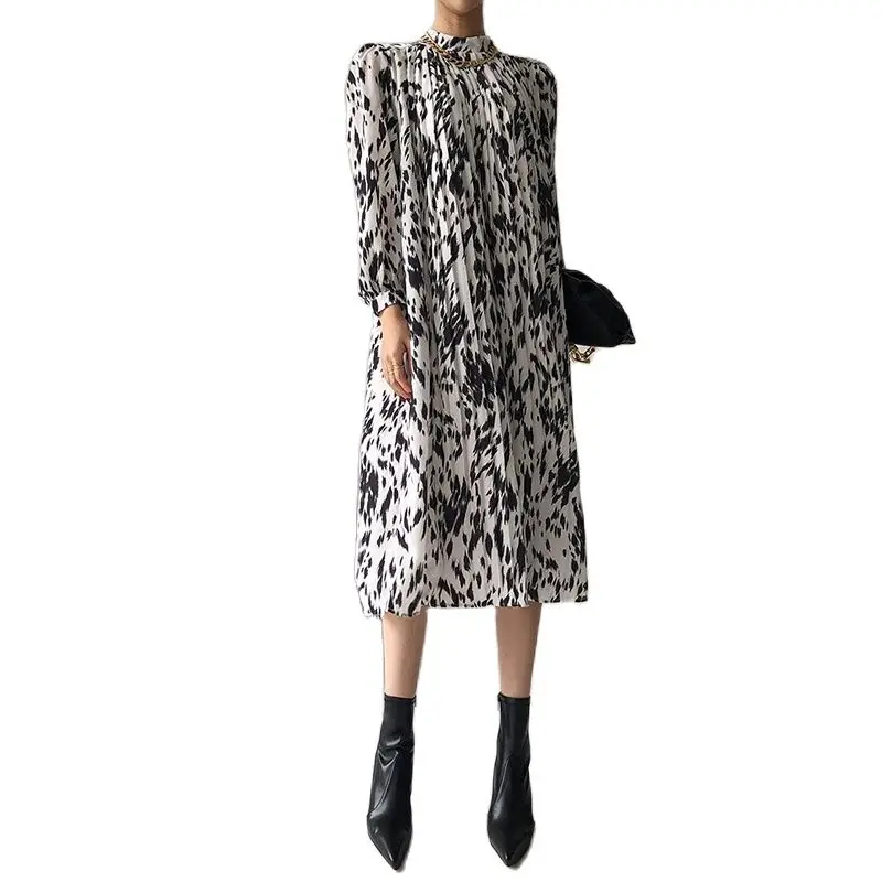 

Korean Elegant Women's 2021 Hit Color High Waist Full Sleeve Dress Female Lace Up Midi Dress Vestidos Designer Dress Lady 2021