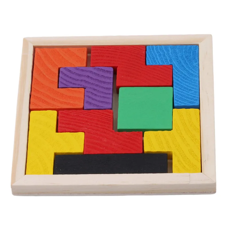 Wooden Tangram Brain-Teaser Puzzle Tetris Game Educational Jigsaw Toys Kids Preschool Training Gifts | Игрушки и хобби