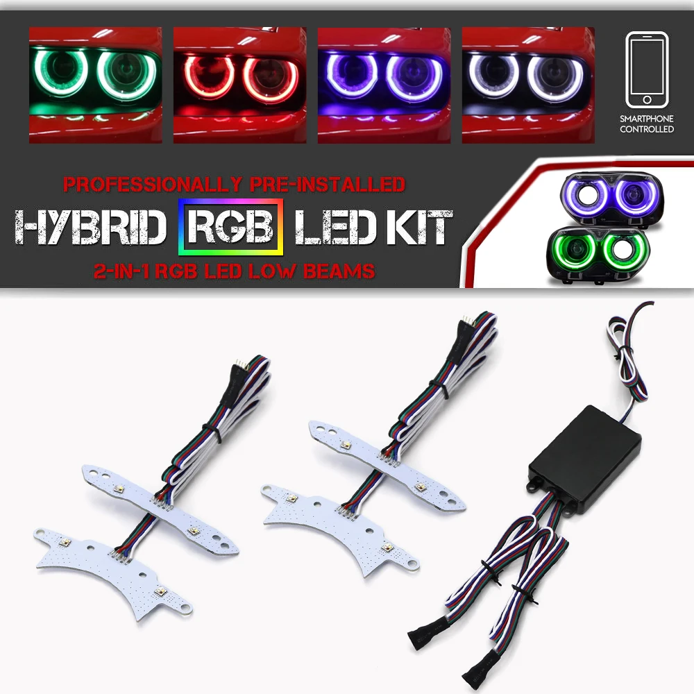 

4x Challenger цветной переключатель RGB + W DRL замена-Автомобильный светодиодный DRL сменный фонарь для Dodge Challenger 2015 2016 2017 2018