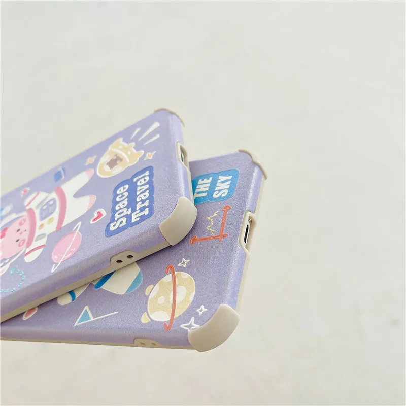 

Cartoon Bear Rabbit astronaut Phone Case For iPhone 7 8 Plus 11 12 mini Pro X Xs Max Xr Cover Matte soft silicon Cover Fundas