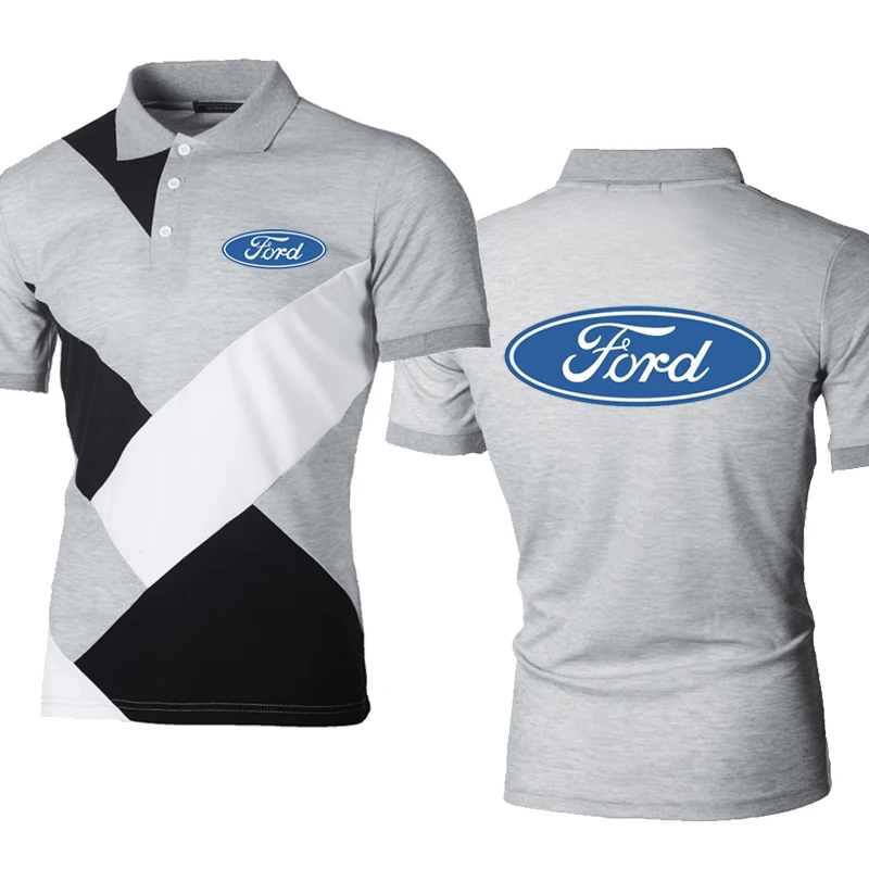Рубашка-поло мужская с коротким рукавом хлопок принтом логотипа автомобиля Ford