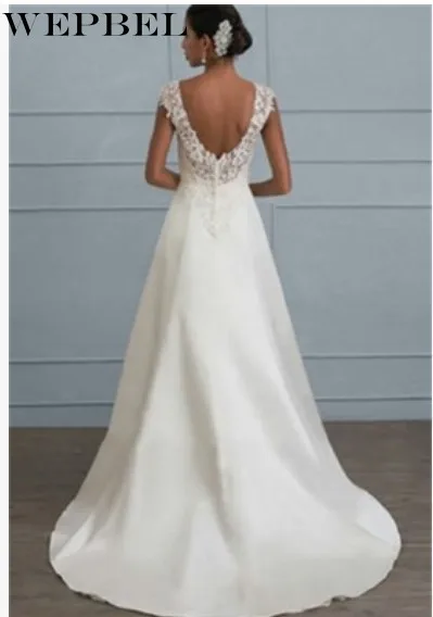 Женское длинное свадебное платье WEPBEL белое кружевное большого размера с лямкой