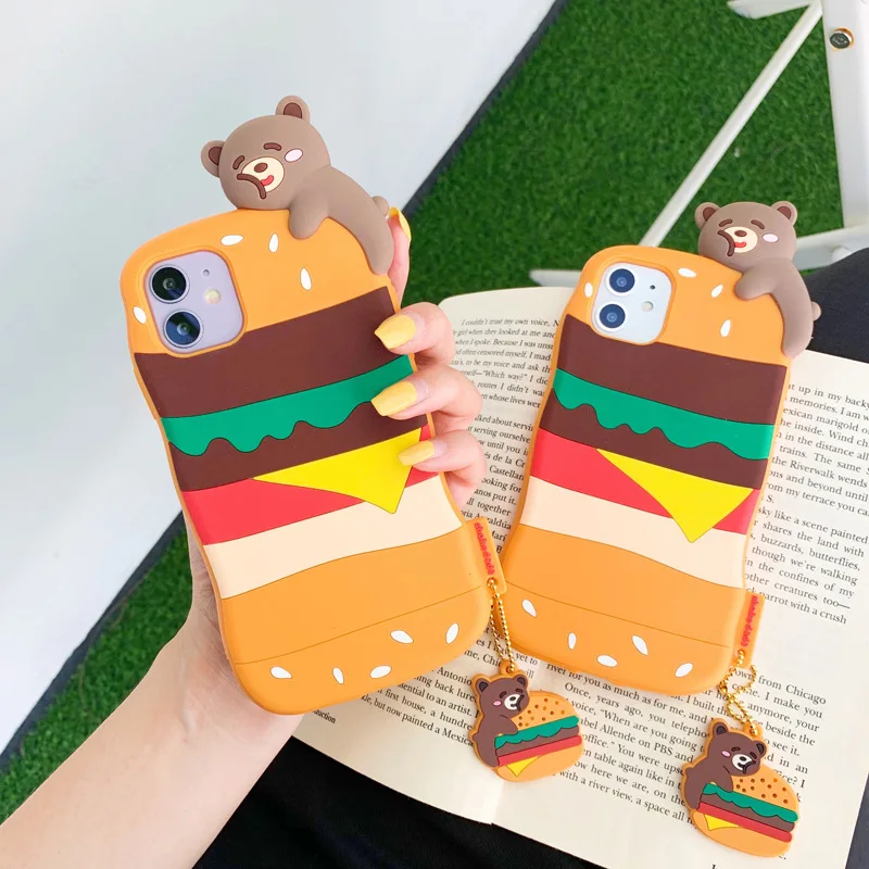 

Suitable for iphone11proMAX cartoon bear silicone fine hole XR/7/8plus anti-fall soft shell XS mobile phone case