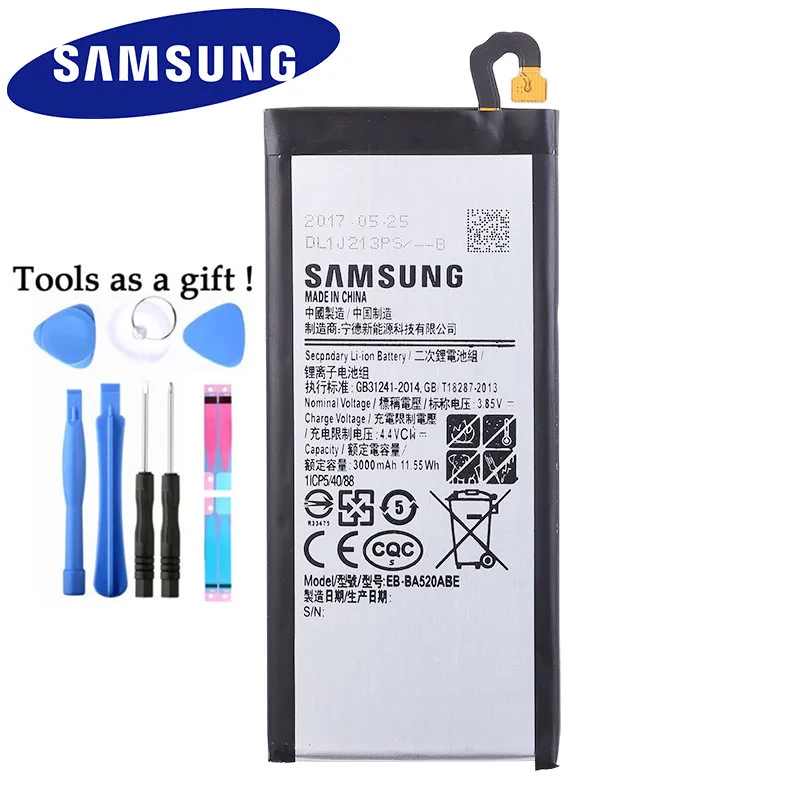 

Original Replacement Samsung Battery For Galaxy 2017 Edition A5 2017 A520F SM-A520F Genuine Phone Battery EB-BA520ABE 3000mAh