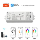 Светодиодное управление TUYA с Wi-Fi, 12 В, 24 В, диммер RGB, RGBW, RGBCCT, лента, 2,4 г, Радиочастотный пульт дистанционного управления TUYA Smart Life, приложение Echo Plus, Голосовое управление