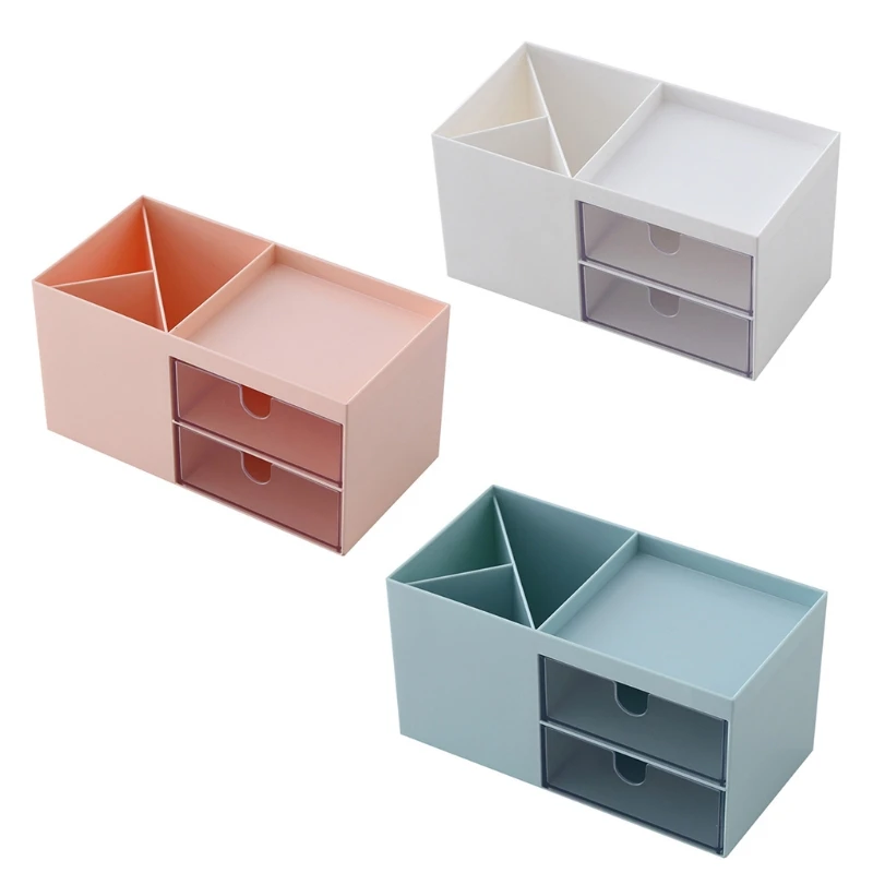 

Косметический Органайзер Ящик для хранения косметики w/ 2 Выдвижных Ящиков 3 слоя Большой Ёмкость хранилище косметичка органайзер ящик для п...