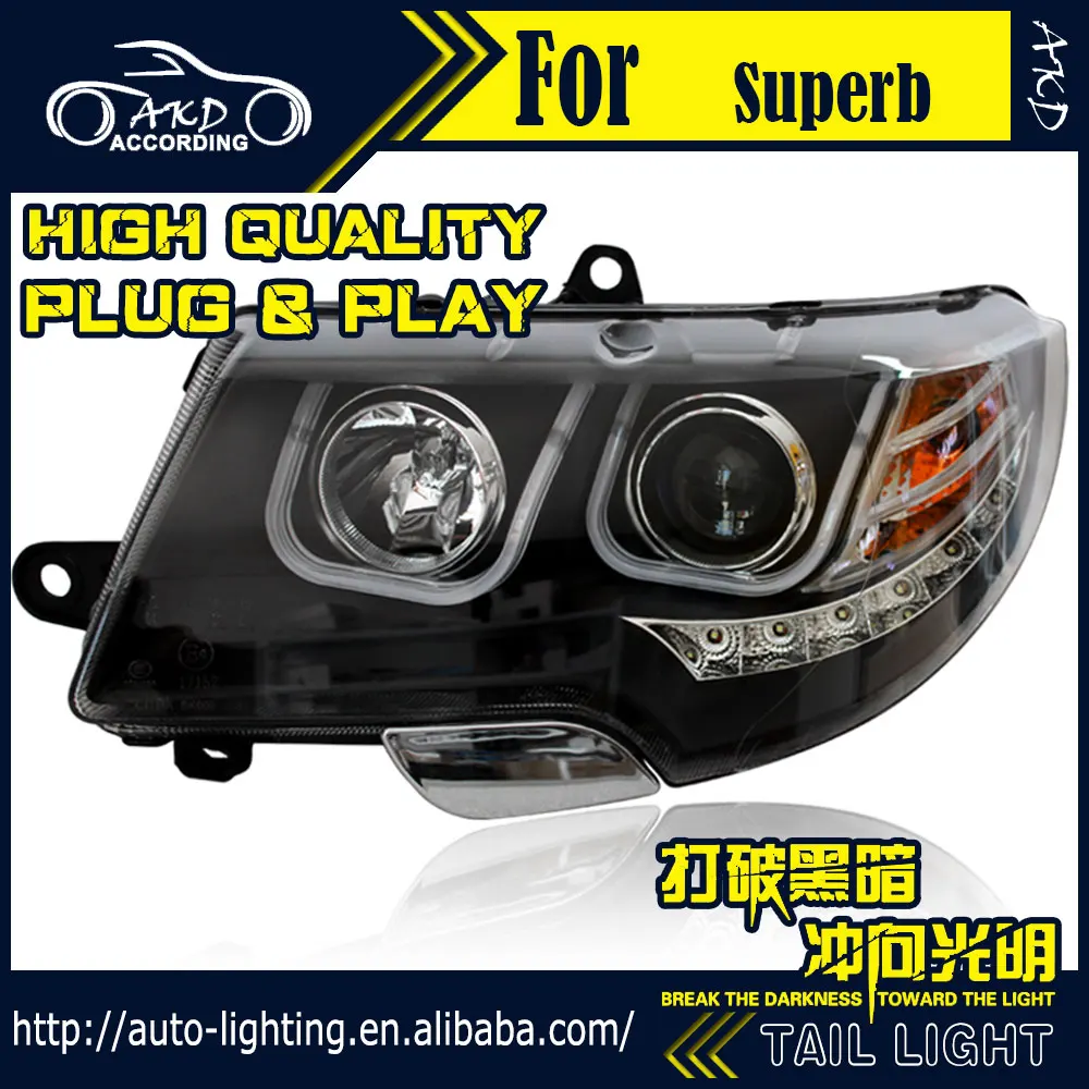 Автомобильная фара AKD для Skoda Superb светодиодный ные фары 2010 2015 DRL H7 D2H Hid опция Angel Eye