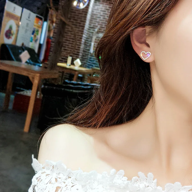 Корейские ювелирные изделия полые серьги с геометрическим узором в виде сердца