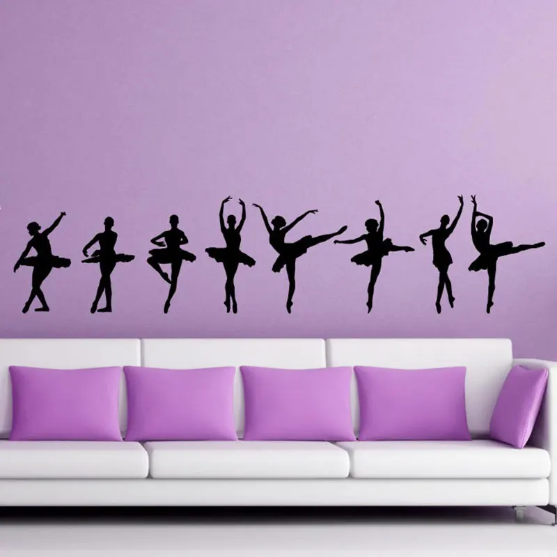 

Set Of 8 Ballerina Dancers Wall Sticker Vinyl Home Decor Girls Room Bedroom Decoration Decals Dancing Room Wallpaper Murals 4541