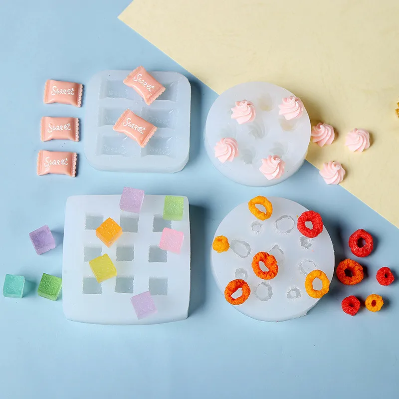 

SNASAN Small Candy Doughnut UV Epoxy Resin Silicone Mold Turning Cube Sugar Decoration DIY Earrings Jewelry Making