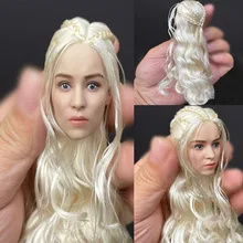 Presale 1/6 Emilia Clarke Head Sculpt Golden Long Hair Female Head Carving Fit 12 Action Figure Body