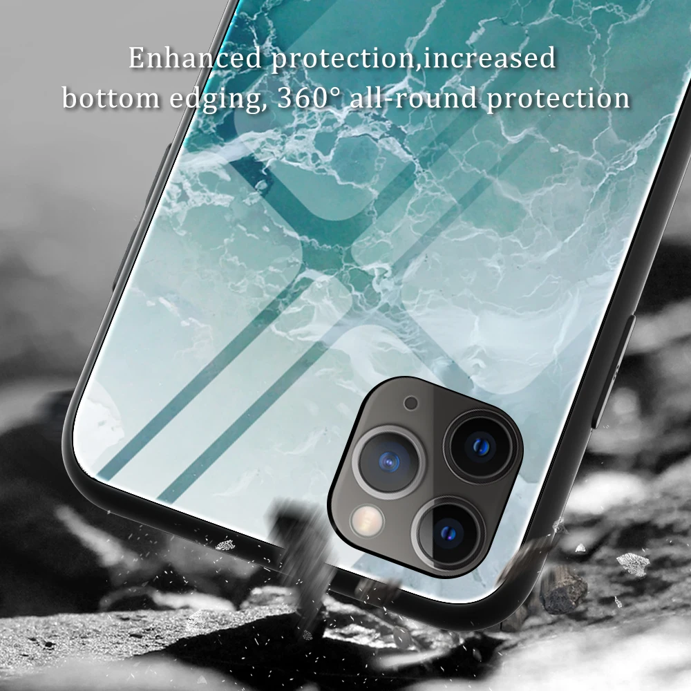 

Luxury Marble glass phone Case For Apple iPhone 12 11 Pro X XR XS MAX 6 6s 7 8 Plus SE 2020 Gradient Tempered Glass Case Coque