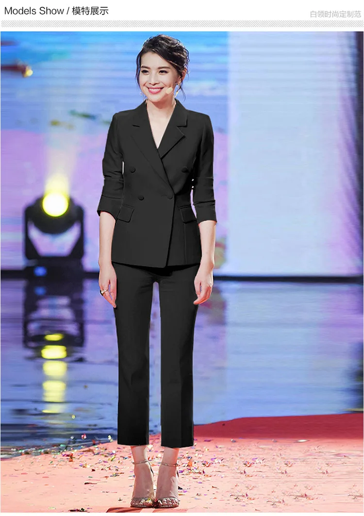 White 2 Pieces Sets Female Business Formal Suits Pant Wedding Long Sleeve Women Office Uniform Designs | Женская одежда