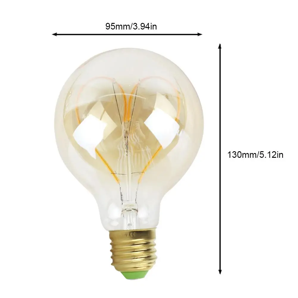 

Retro Edison Light Bulb Dimming Edison Bulb G95 E27 Love Flexible Filament Decorative Lamp 110V / 220V 4W Warm Light Decorati
