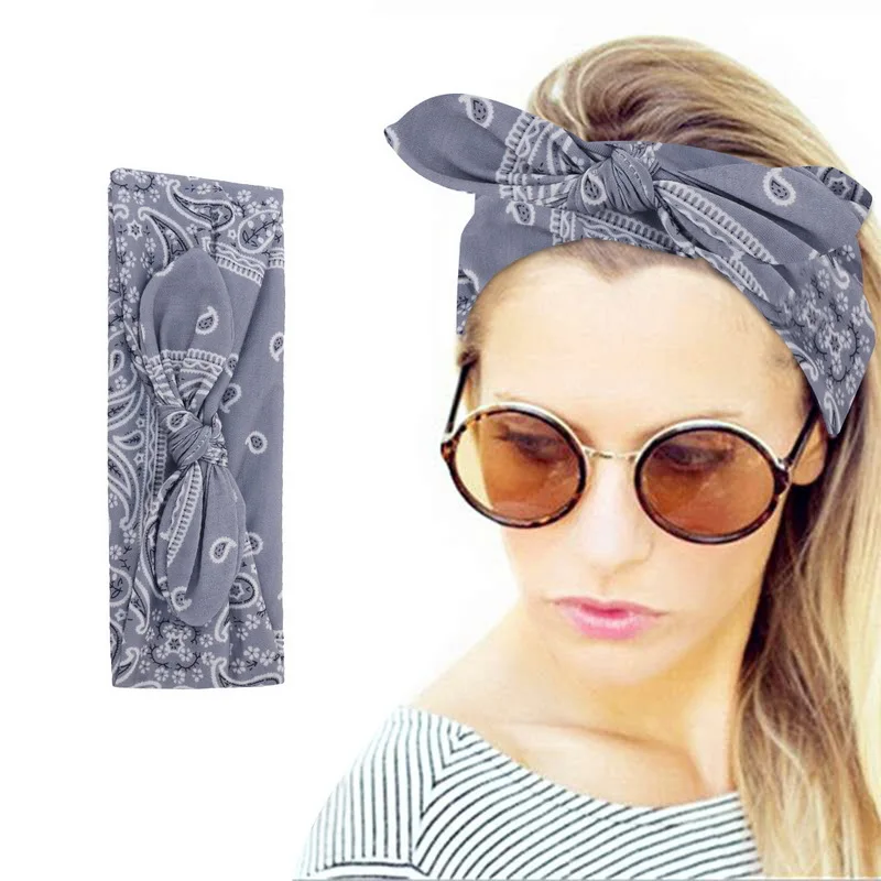

Temperament Wash Hairband Fabric Bowknot Double-layered Wide-sided Headband Printing Decoration Commuter Casual Headband