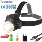 Самая мощная фара светильник USB перезаряжаемая головная лампа Встроенная Аккумуляторная головная лампа Водонепроницаемая головная лампа