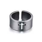 Винтажный цвет оксидированного серебра кольца для мужчин нержавеющая сталь для мальчиков крест кольцо христианские религиозные мужские ювелирные изделия