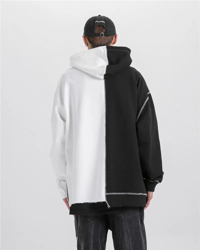 Мужские хип-хоп Лоскутные пуловеры с капюшоном модный дизайн уличная одежда