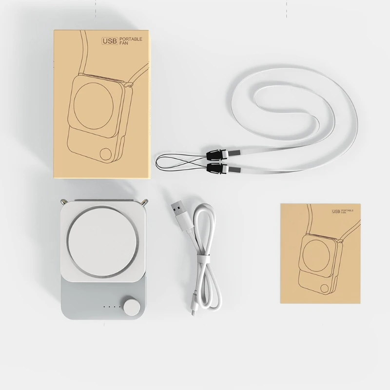 

Mini Table Fan 3 Speeds USB Charging Hanging Neck Fan for Outdoor Sports Office