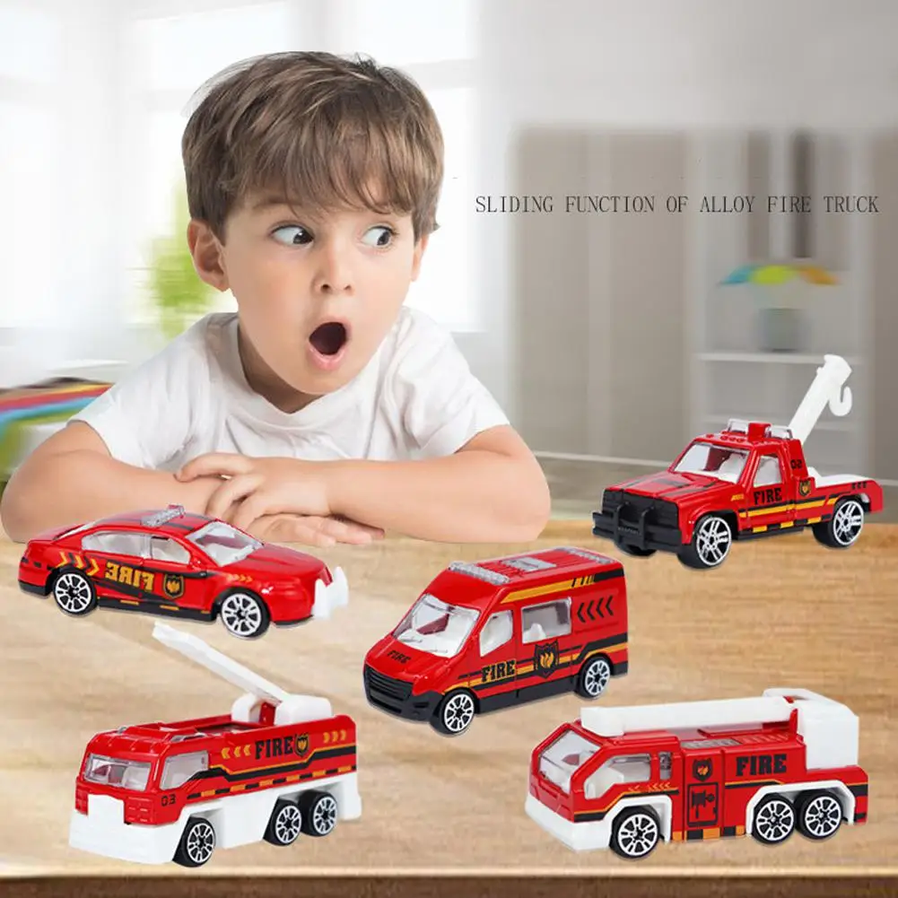 

5 шт./компл. 1:64 Высокая симуляция автомобиля игрушки сплав мини скользящая пожарная машина полицейский автомобиль экскаватор модель автомо...