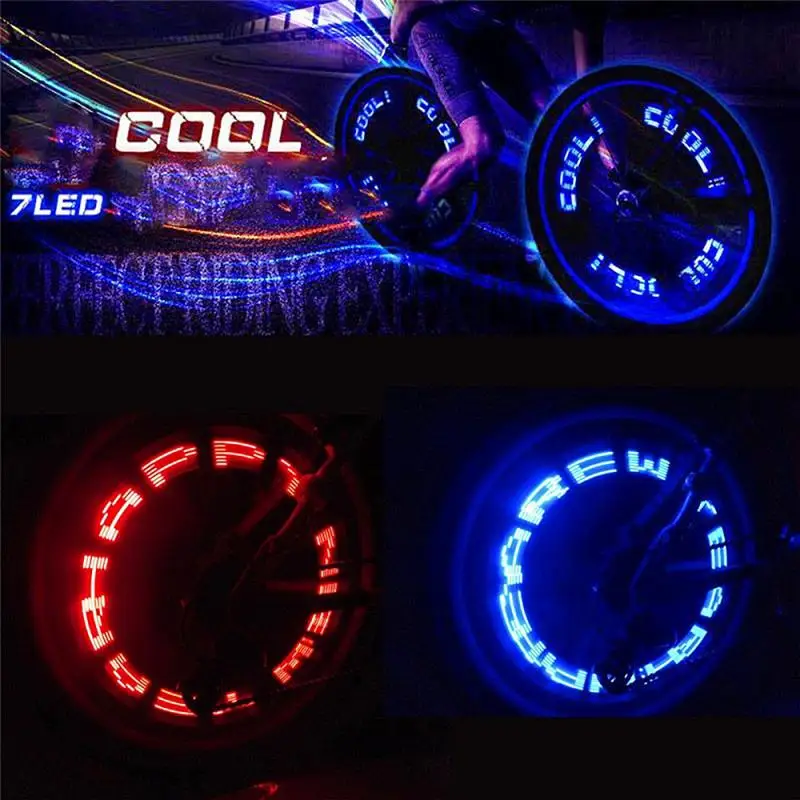 

Bicycle Light Bicycle Hot Wheels Double-sensing Double-sided Mountain Bike 7LED Letter Nozzle Lamp Bicycle Riding Equipment