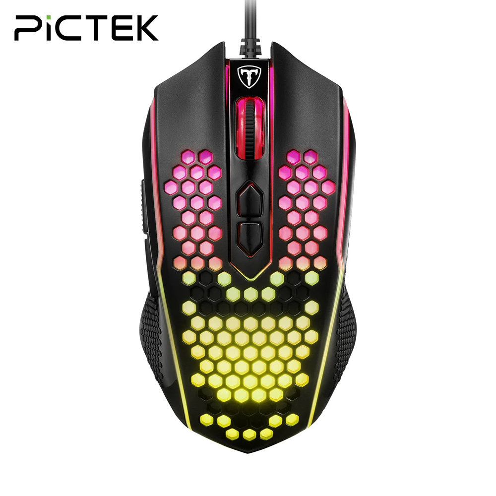 Игровая мышь PICTEK PC312 проводная с RGB-подсветкой 8000DPI регулируемая 8 программируемых