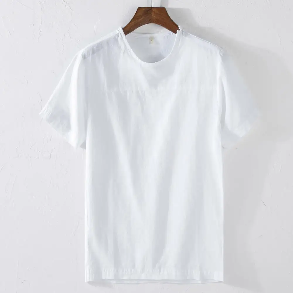 

Футболка мужская льняная с коротким рукавом и круглым вырезом