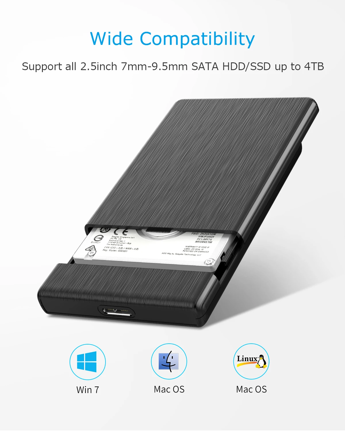 ORICO 2,5 дюймовый чехол для жесткого диска USB3.0 To SATA 3,0 Micro B корпус для внешнего жесткого диска 5 Гбит/с высокоскоростная коробка для HDD SSD Поддержка UASP