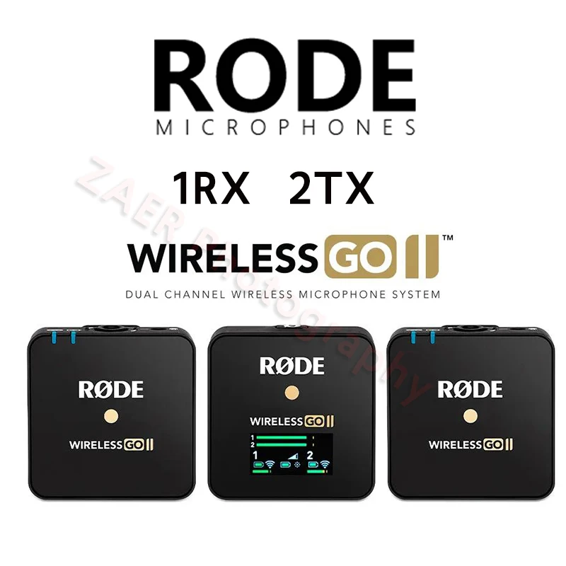 구매 Rode-무선 마이크, Go II RX 2TX, 200m 전송, 듀얼 채널, 휴대폰, DSLR 카메라, 비디오 인터뷰 용