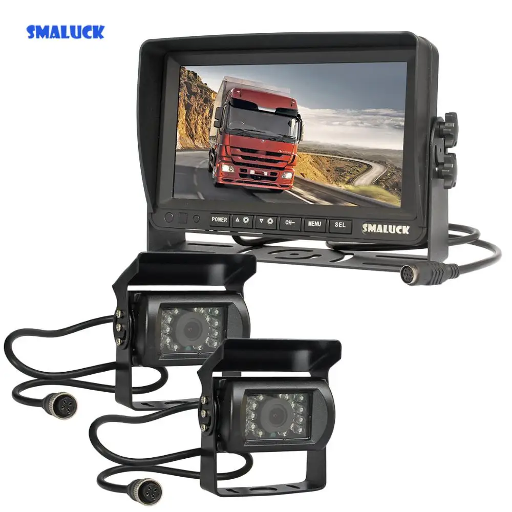 SMALUCK AHD 7 &quotTFT LCD Автомобильный монитор заднего вида 2 x водонепроницаемый ИК