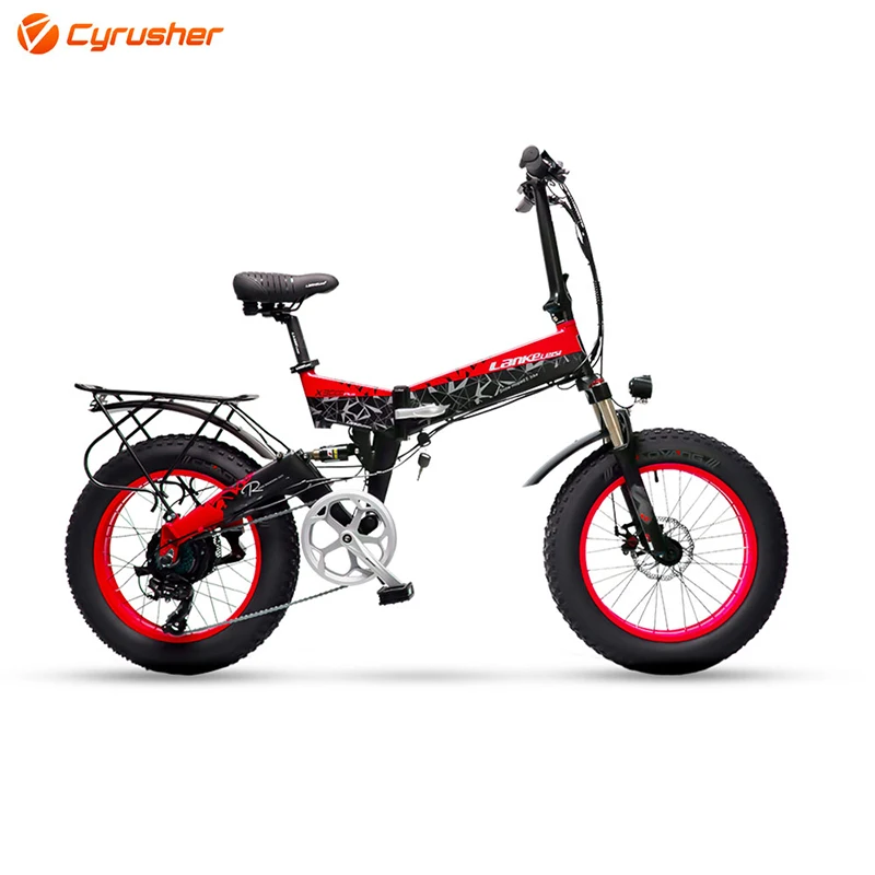 

Cyrusher X3000 Folding Electric Bicycle Foldable E-Bike 20" Fat Tire ebike 48V 500W 14.5ah Full Suspension 7 Speeds Disc Brake