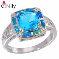 cinily created blue fire opal blue zircon silver plated wholesale for women jewelry wedding party ring size 6 7 9 oj5899