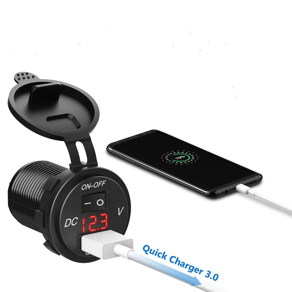 Usb зарядное устройство для мотоцикла Quick Charge 3 0 USB Автомобильное гнездо держатель