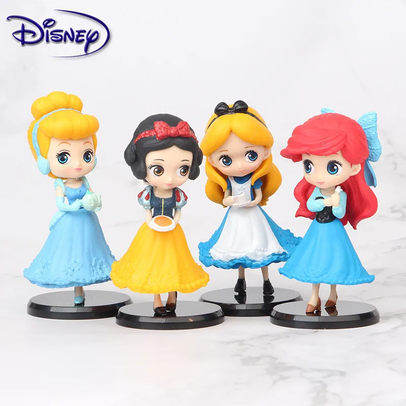 Disney 8 см 4 шт./компл. версии Белоснежка Русалка Алиса принцесса Золушка фигурки из