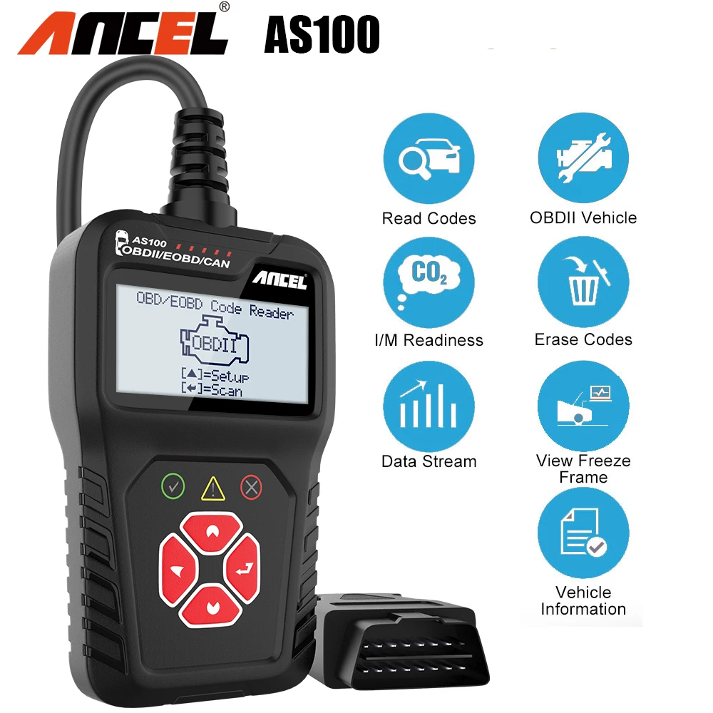 Ансель AS100 OBD2 сканер авто автомобильные инструменты проверка двигателя чистый