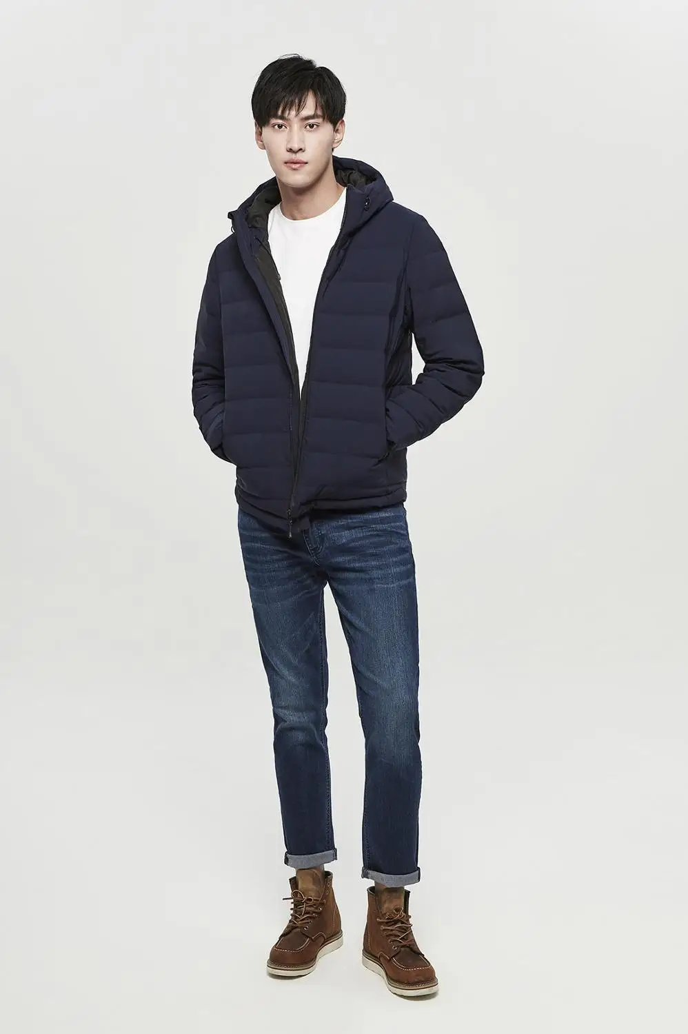 Youpin зимняя теплая куртка на гусином пуху с умным контролем температуры 90% серый